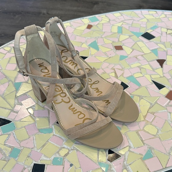 Sam Edelman Beige Block Heel Sandals - Picture 1 of 6